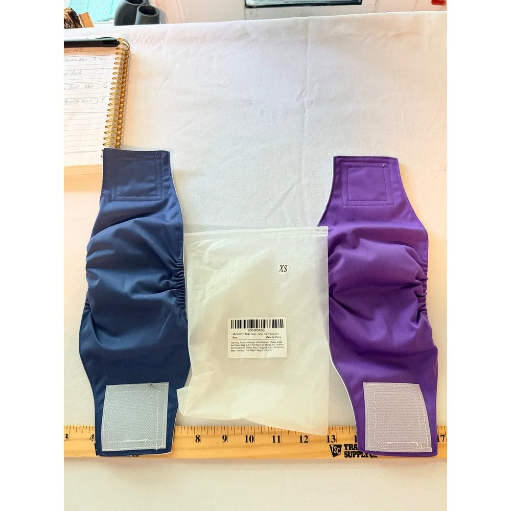 MICOOYO Belly Band Male Dog XS Blue Purple New Washable Reusable Diaper 2pk